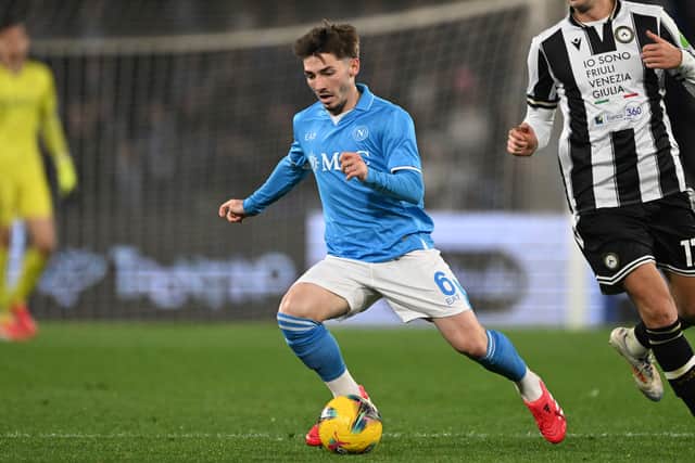Billy Gilmour appeared as a substitute in Napoli's 1-1 draw with Udinese. (Photo by Francesco Pecoraro/Getty Images)