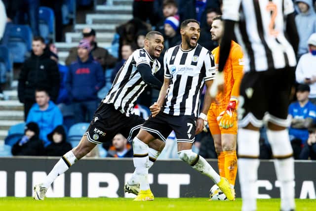 St Mirren's Mikael Mandron celebrates after scoring to make it 1-0 over Rangers at Ibrox earlier this season. (Photo by Alan Harvey / SNS Group)