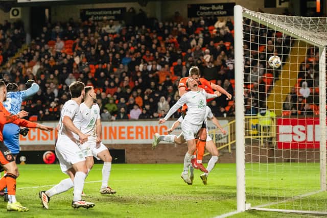 Sam Dalby's goal for Dundee United against Hibs was disallowed for offside.