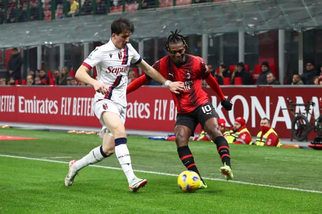 Rafael Leao had opened the scoring for AC Milan - only for Bologna to roar back. Cr: Getty Images.
