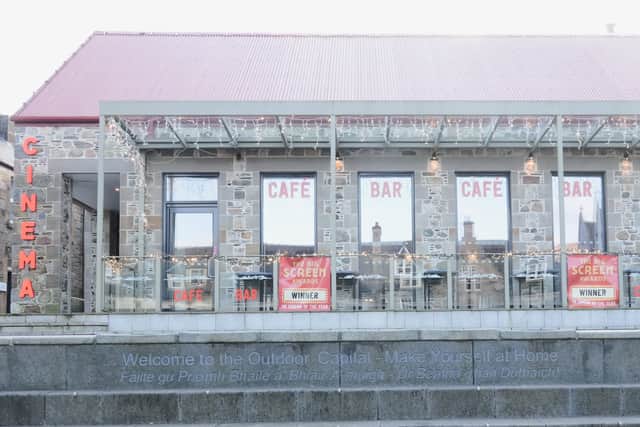 Highland Cinema, in Fort William, has been designed to look like a croft house and has a wood burning stove.