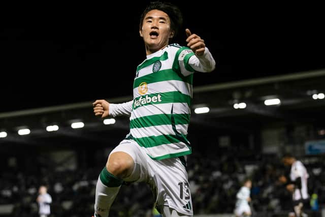 Yang Hjun-jun celebrates after Celtic's 5-2 triumph over St Mirren.