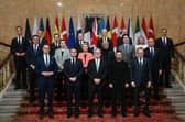 (Back row left to right) Nato secretary general Mark Rutte, Netherlands' Prime Minister Dick Schoof, Sweden's Prime Minister Ulf Kristersson, Germany's Chancellor Olaf Scholz, Norway's Prime Minister Jonas Gahr Store, Czech Republic's Prime Minister Petr Fiala, Turkey's Minister of Foreign Affairs Hakan Fidan, (middle rowleft to right) Spain's Prime Minister Pedro Sanchez, Denmark's Prime Minister Mette Frederiksen, European Commission President Ursula von der Leyen, European Council President Antonio Costa, Canada's Prime Minister Justin Trudeau, Italy's Prime Minister Giorgia Meloni, Romania's Interim President Ilie Bolojan, (front row left to right) Finland's President Alexander Stubb, France's President Emmanuel Macron, Prime Minister Sir Keir Starmer, Ukraine's President Volodymyr Zelensky and Poland's Prime Minister Donald Tusk, pose for a family photo during a Leaders' Summit on the situation in Ukraine at Lancaster House, London.
