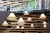 Shylights, a new art installation at the V&A Dundee, made of large moving sculptures suspended from the ceiling in V&A Dundee's lower hall. 