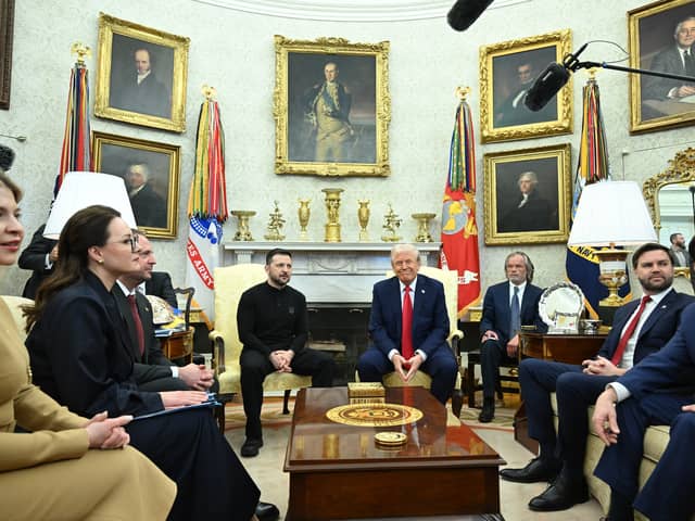 US President Donald Trump and Ukraine's President Volodymyr Zelensky in the Oval Office during the meeting that descended into acrimony 
