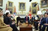 US President Donald Trump and Ukraine's President Volodymyr Zelensky in the Oval Office during the meeting that descended into acrimony 