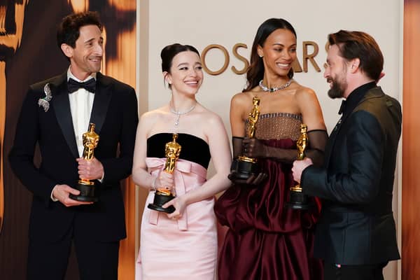 Adrien Brody, from left, Mikey Madison, Zoe Saldana and Kieran Culkin took home some of the big Oscars on the night