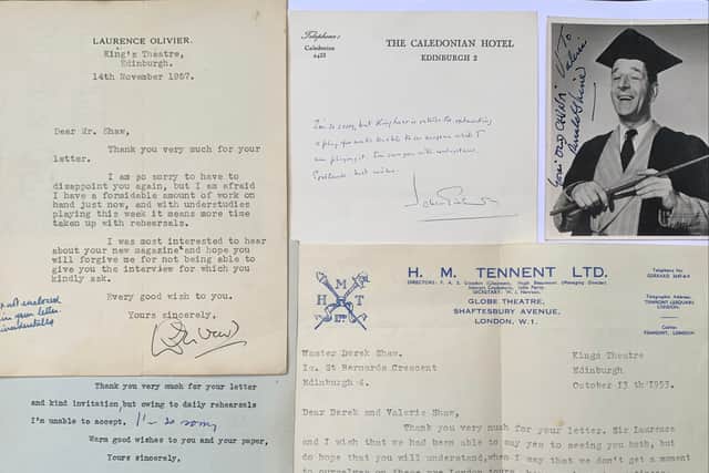 A collection of letters on sale include notes from actors Vivien Leigh and Sir Laurence Olivier.