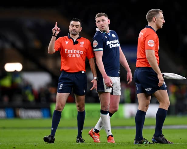 Referee Pierre Brousset made Finn Russell take his final conversion against England from wider out than it should have been.