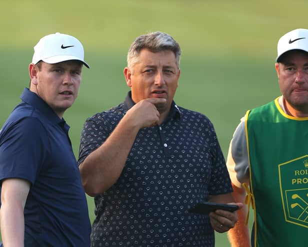 Bob MacIntyre was joined by swining coach Simon Shanks (centre) and caddie Mike Burrow (right) as well as putting coach Mike Kanski in Orlando last week