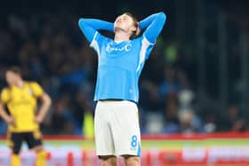 Scott McTominay shows his anguish after a chance goes begging in Napoli's 1-1 draw with Inter Milan last weekend. Cr: Getty Images.
