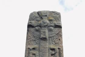 The Aberlemno 3, which dates from the 9th Century, before it blew over in the wind. PIC: CC.