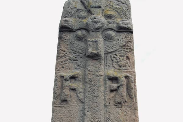 The Aberlemno 3, which dates from the 9th Century, before it blew over in the wind. PIC: CC.