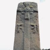 The Aberlemno 3, which dates from the 9th Century, before it blew over in the wind. PIC: CC.