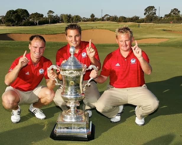 Gavin Dear, centre, teamed up with Wallace Booth and Callum Macaulay to win the Eisenhower Trophy in the 2008 World Amateur Team Championship in Adelaide