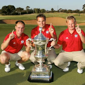 Gavin Dear, centre, teamed up with Wallace Booth and Callum Macaulay to win the Eisenhower Trophy in the 2008 World Amateur Team Championship in Adelaide