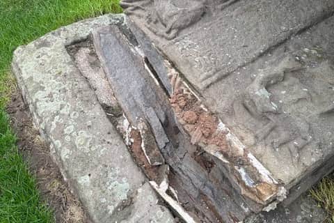 The Aberlemno 3 Pictish stone, which had been housed in a protective box, was blown over causing extensive damage
