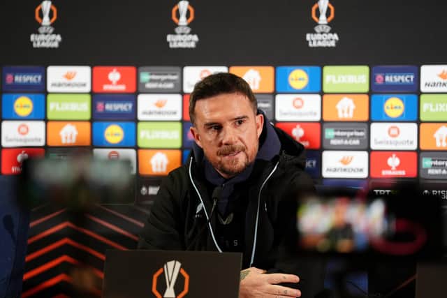 Rangers interim head coach Barry Ferguson during a press conference at the Ulker Stadium Fenerbahce Sukru Saracoglu Sports Complex in Istanbul, Turkey. Picture date: Wednesday March 5, 2025.
