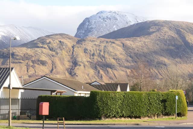 Ben Nevis towering above the town of Caol, just outside Fort William, which is on the first leg of the Great Glen Way if you’re walking it from south to north