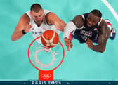 Nikola Jokic of Serbia and Lebron James of the US jostle for a rebound during an Olympic match at last year's games in France (pool picture)