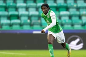 Eliezer Mayenda spent six months at Easter Road last season. Cr: SNS Group.
