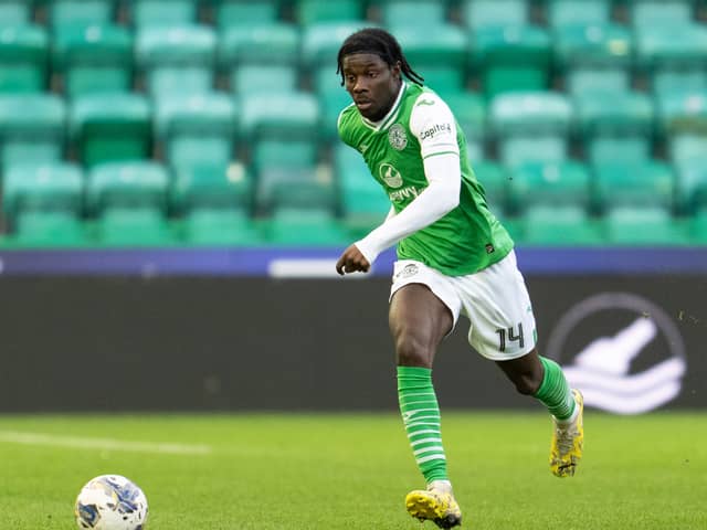 Eliezer Mayenda spent six months at Easter Road last season. Cr: SNS Group.