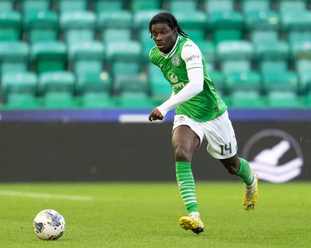 Eliezer Mayenda spent six months at Easter Road last season. Cr: SNS Group.