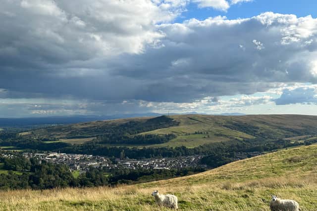 Warblaw Hill in the distance adjoining the town of Langholm