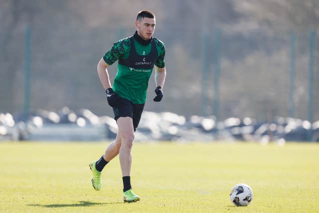 Lewis Miller trains ahead of Hibs' Scottish Cup tie against Celtic.