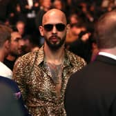 Andrew Tate, wearing sunglasses, attended an Ultimate Fighting Championship match in Las Vegas on Saturday (Picture: Ian Maule)