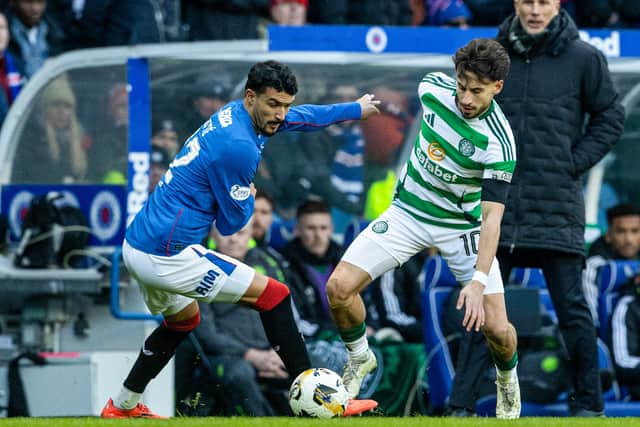 Celtic's Nicolas Kuhn and Rangers' Jefte in action during the most recent Old Firm fixture on January 2, which Rangers won 3-0 at Ibrox. (Photo by Alan Harvey / SNS Group)