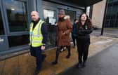 Dr Beth Upton, centre, leaves an employment tribunal in Dundee where nurse Sandie Peggie has brought a case against NHS Fife (Picture: Andrew Milligan)