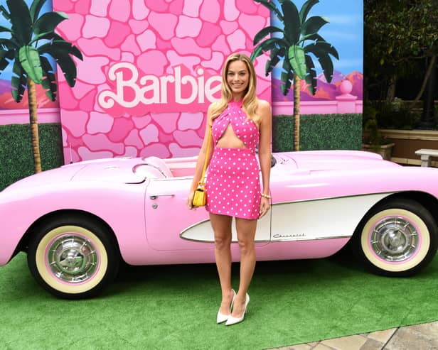 Margot Robbie at a photocall for the film Barbie in Los Angeles (Picture: Jon Kopaloff)