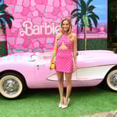 Margot Robbie at a photocall for the film Barbie in Los Angeles (Picture: Jon Kopaloff)