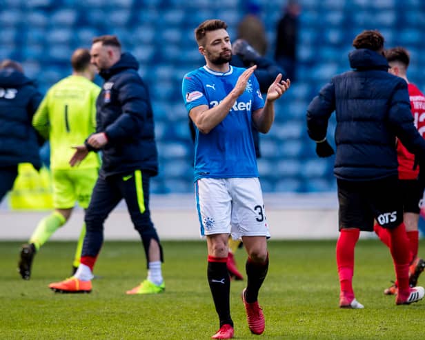 Ex-Rangers defender Russell Martin has been linked with the manager's job at Ibrox in recent weeks. Cr: SNS Group.