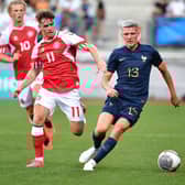 Mathias Kvistgaarden (L) has been heavily linked with a move to Celtic. Cr: Getty Images.