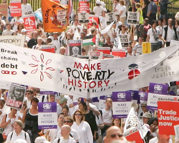 In 2005, a vast protest march took place in Edinburgh under the banner of Make Poverty History amid calls for G8 countries to write off Developing World debt (Picture: Scott Barbour)