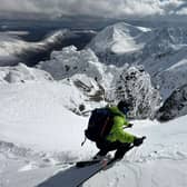 Kevin McHugh skiing Central Buttress Gully on Braeriach