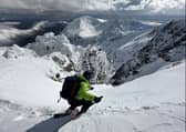 Kevin McHugh skiing Central Buttress Gully on Braeriach