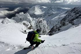 Kevin McHugh skiing Central Buttress Gully on Braeriach