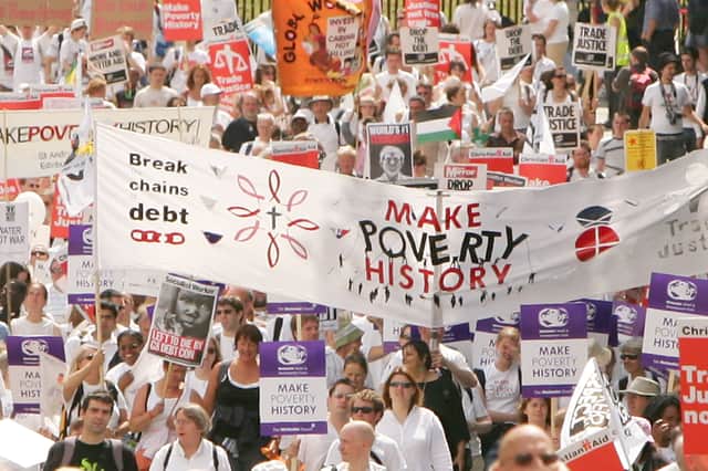 In 2005, a vast protest march took place in Edinburgh under the banner of Make Poverty History amid calls for G8 countries to write off Developing World debt (Picture: Scott Barbour)