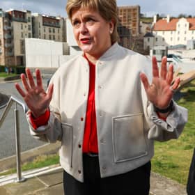 Former Scottish first minister Nicola Sturgeon speaking to media in Edinburgh following her announcement that she will not seek re-election to Holyrood next year.