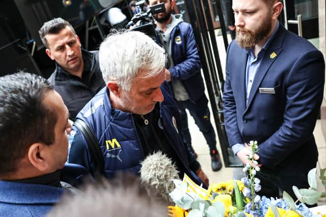 Fenerbahce manager Jose Mourinho arrives at Ibrox Stadium for a pre-match press conference ahead of facing Rangers in the Europa League last 16 second leg. (Photo by Ross MacDonald / SNS Group)