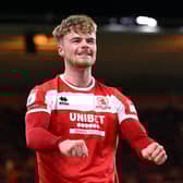 Tommy Conway celebrates his goal for Middlesbrough against Queen's Park Rangers on Tuesday. Cr: Getty Images.