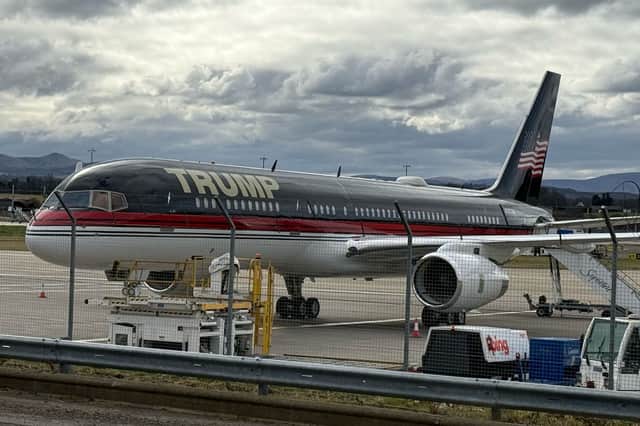 Eric Trump’s plane at Edinburgh Airport on Thursday