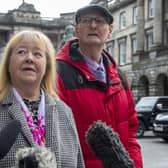 Pensioners Florence and Peter Fanning from Coatbridge challenge the decision to scrap the winter fuel payments for pensioners