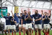 France players celebrate their Guinness Six Nations victory over Ireland in Dublin. (Photo by Charles McQuillan/Getty Images)