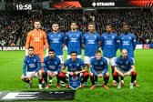 Rangers players pose for a team picture ahead of the Europa League last 16 second leg against Fenerbahce. (Photo by Rob Casey / SNS Group)