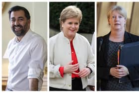Former first minister Humza Yousaf, former first minister Nicola Sturgeon and Finance Secretary Shona Robison.
