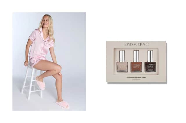 Boux Avenue Luxe satin short pyjama set or London Grace Nail Polish gift set